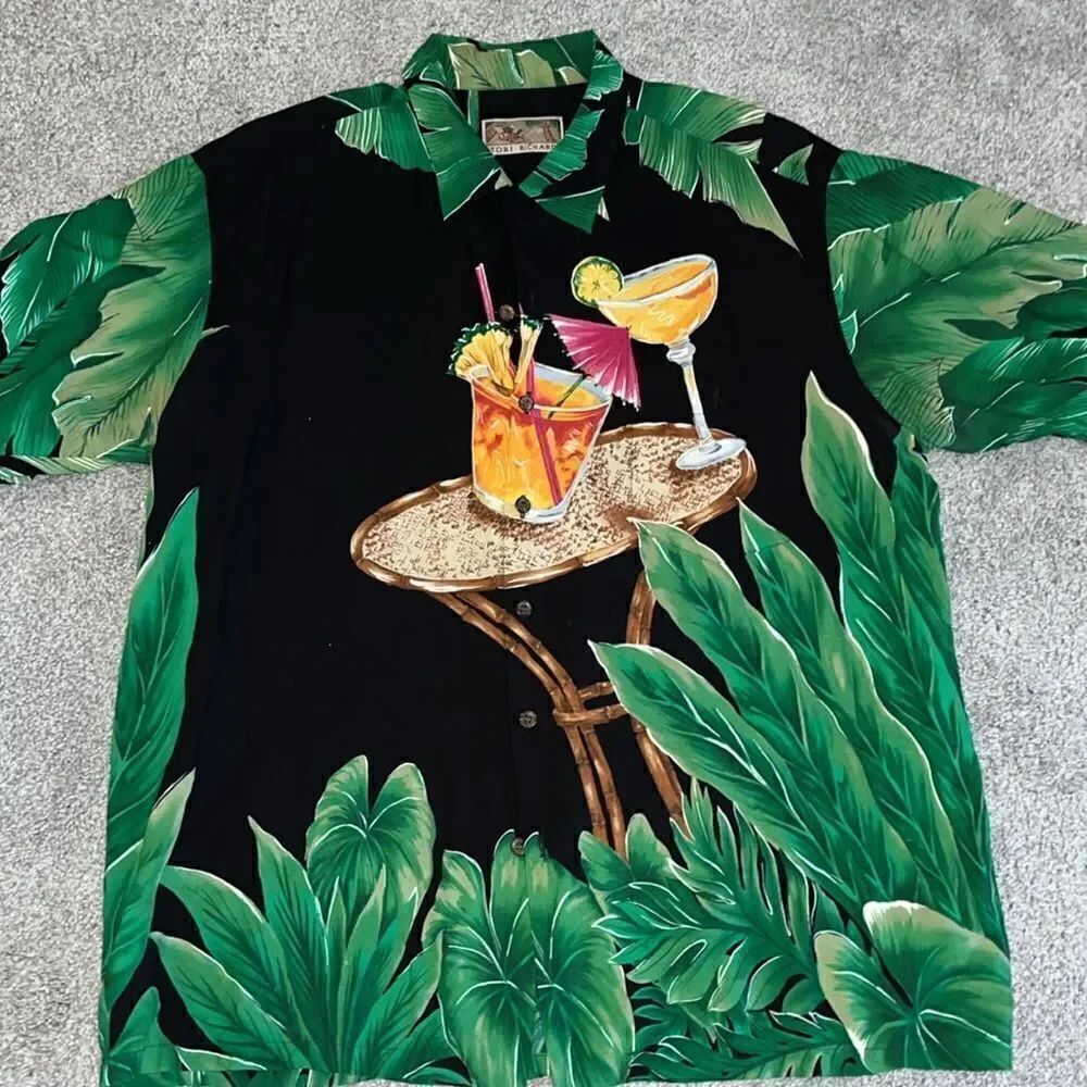 Vintage Tori Richard Big cocktail man Hawaii style casual luau party shirt XL